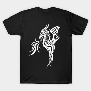 White Tribal Dragon T-Shirt